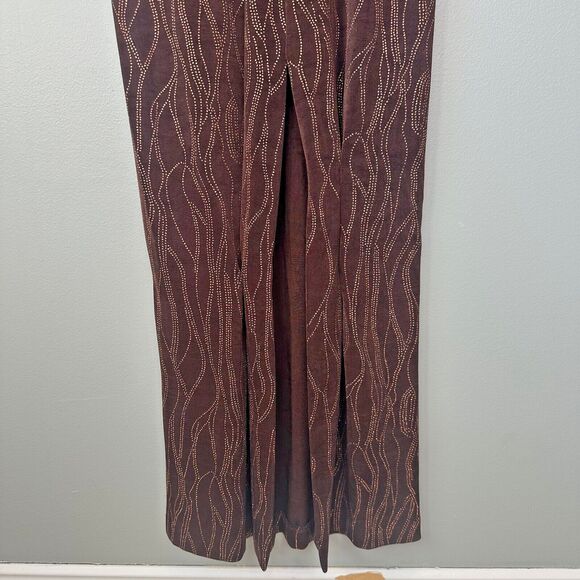 Vtg En Francais by Huey Waltzer Brown Long Sleeve Mock Neck Maxi Gown Women Sz 2 - Picture 5 of 7